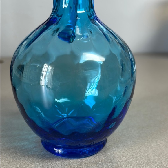 Vintage Turquoise Blue Hand Blown Art Glass Decanter/Pitcher - Picture 9 of 15